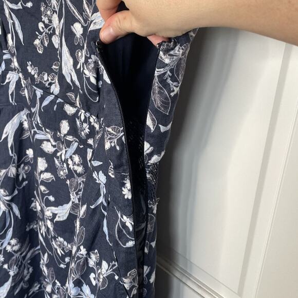 C&C California Linen Midi Sundress Women's Size 14 Floral Preppy Coastal Flowy - Picture 5 of 15